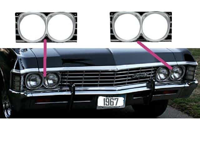 67 Chev Impala/Belair Headlamp Bezels (Pr)